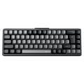 Mechanical keyboard with a black frame and gray keys on a transparent background