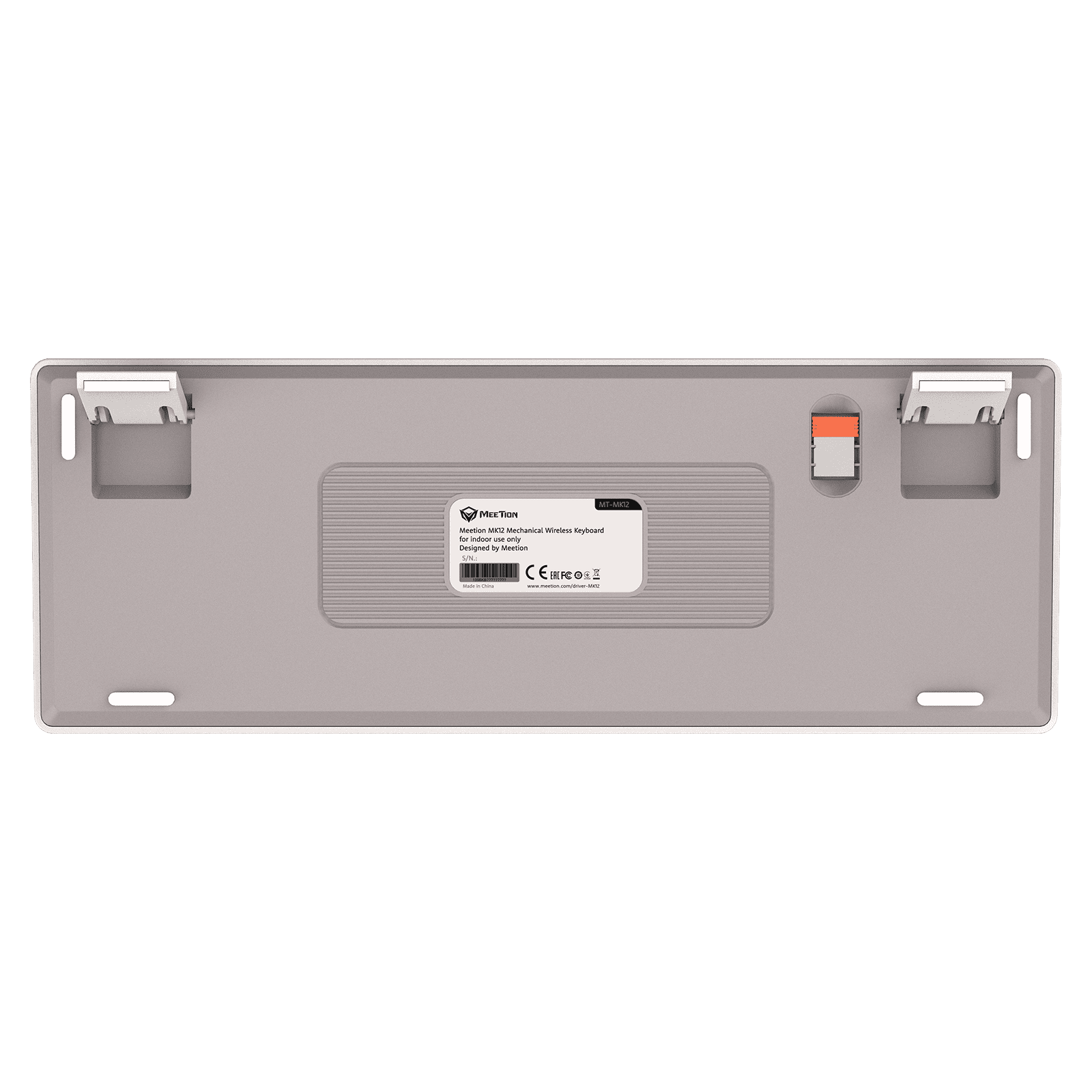 Gray electronic device with a label on a green background