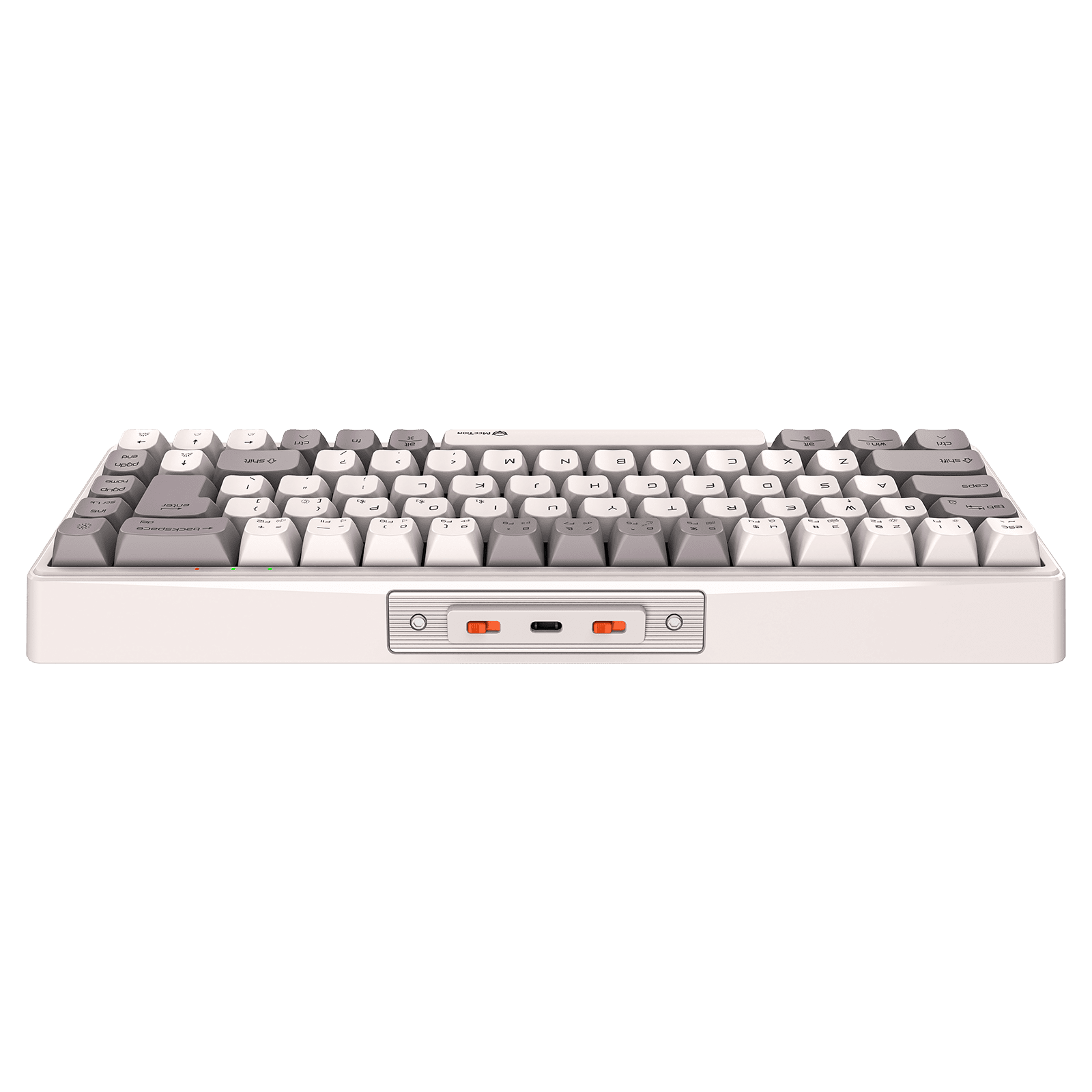 Mechanical keyboard with gray and white keys on a transparent background