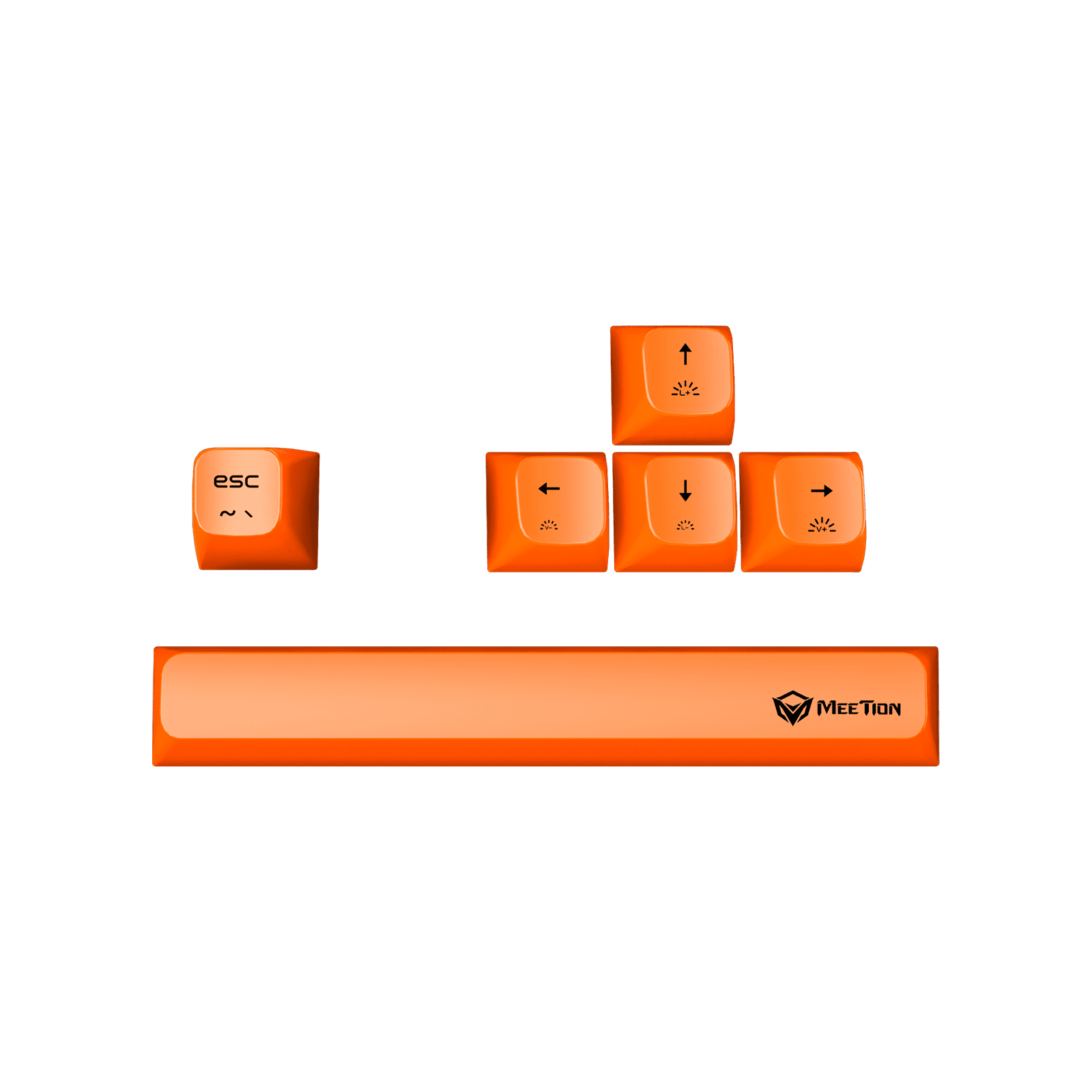 Set of orange keyboard keys with arrow symbols on a green background