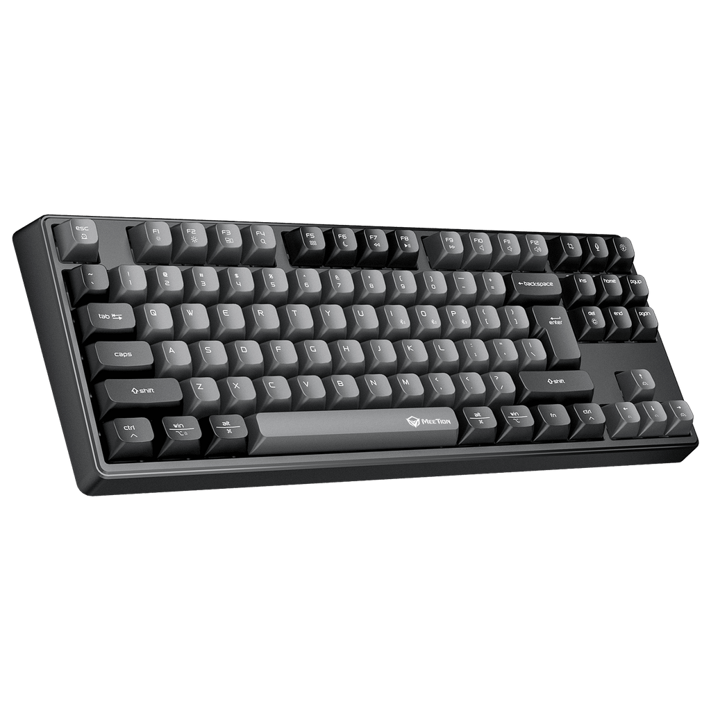 Mechanical keyboard with gray keys on a transparent background
