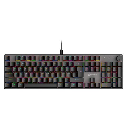 Mechanical keyboard with RGB lighting on a transparent background