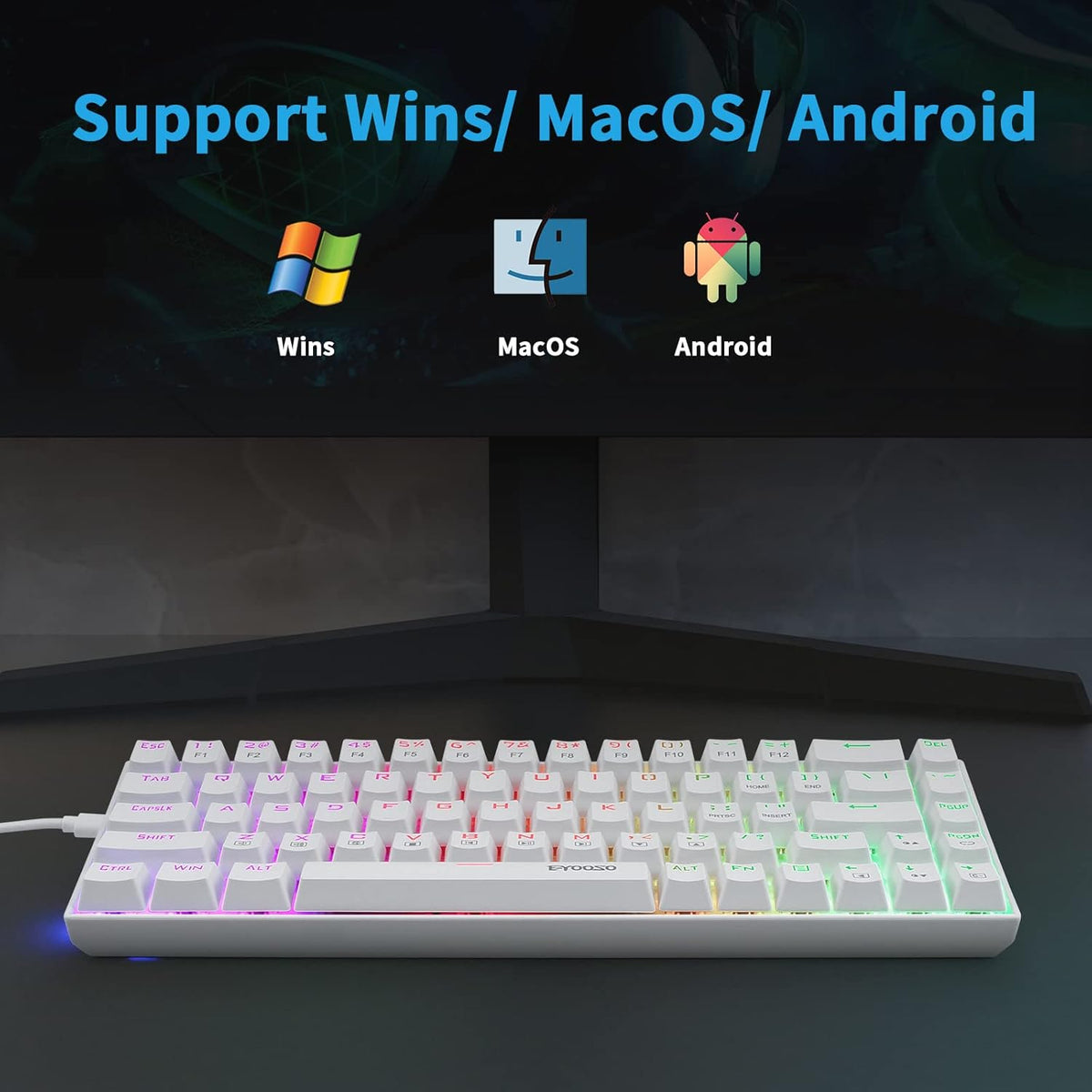 E-Yooso Z686 (White) | Wired Gaming Keyboard| Red Switch