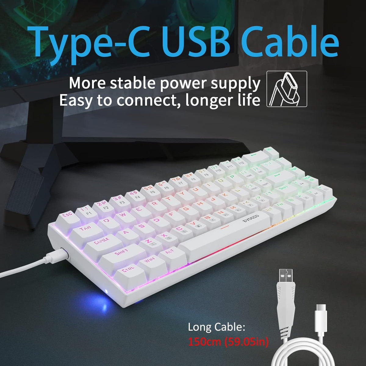 E-Yooso Z686 (White) | Wired Gaming Keyboard| Red Switch