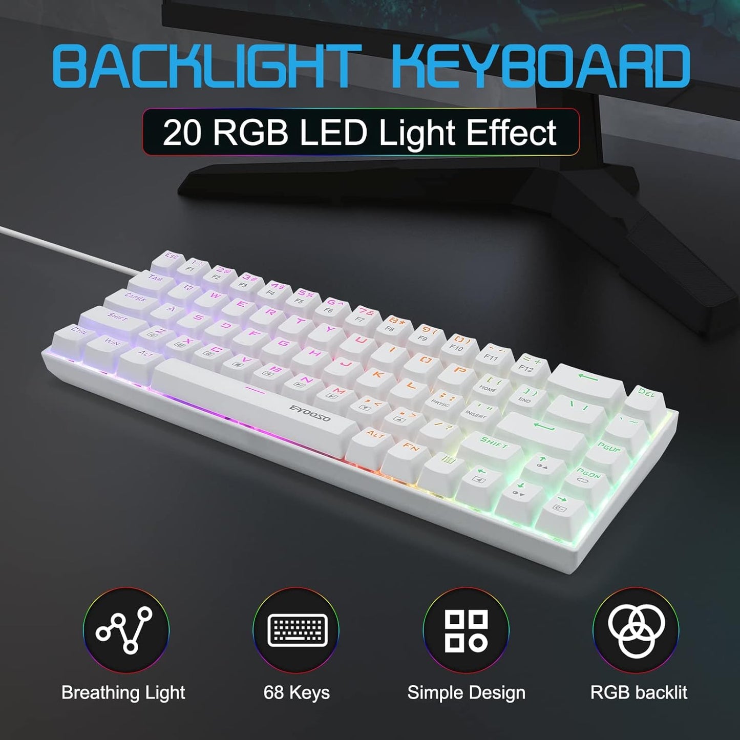 E-Yooso Z686 (White) | Wired Gaming Keyboard| Red Switch