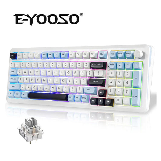 E-YOOSO Z-98 Tri-Mode RGB 98-Keys Mechanical Keyboard White/Blue (Silverwood Switch)
