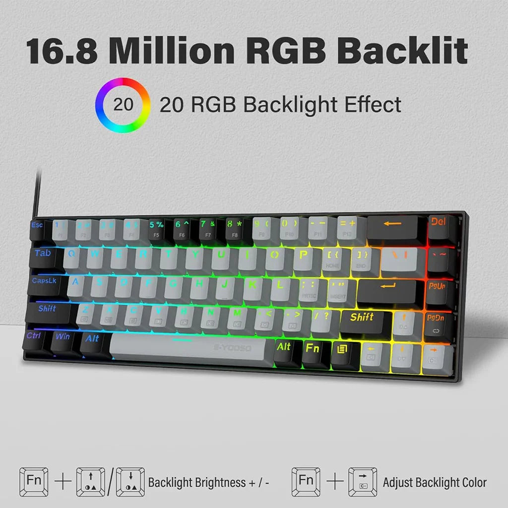 E-Yooso Z-686 Gray Black Mechanical Keyboard (Red Switch)