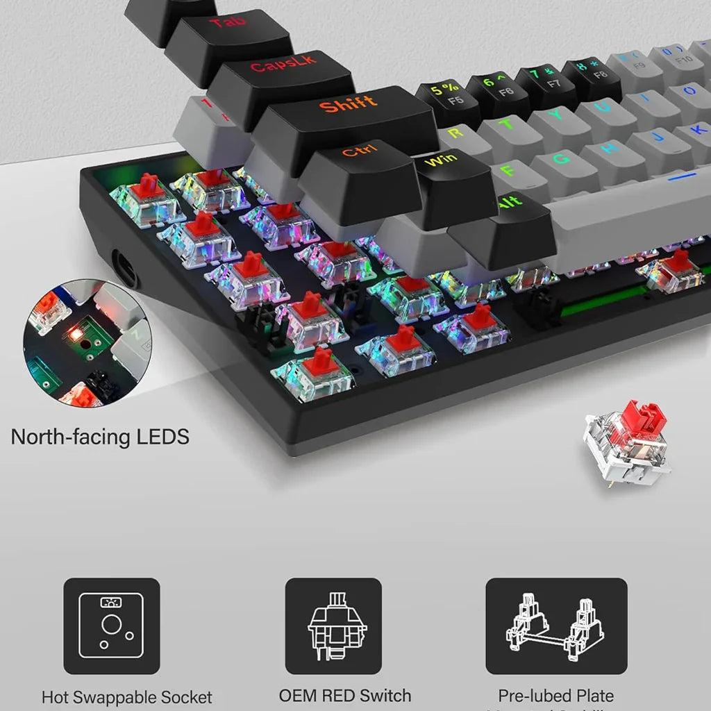 E-Yooso Z-686 Gray Black Mechanical Keyboard (Red Switch)