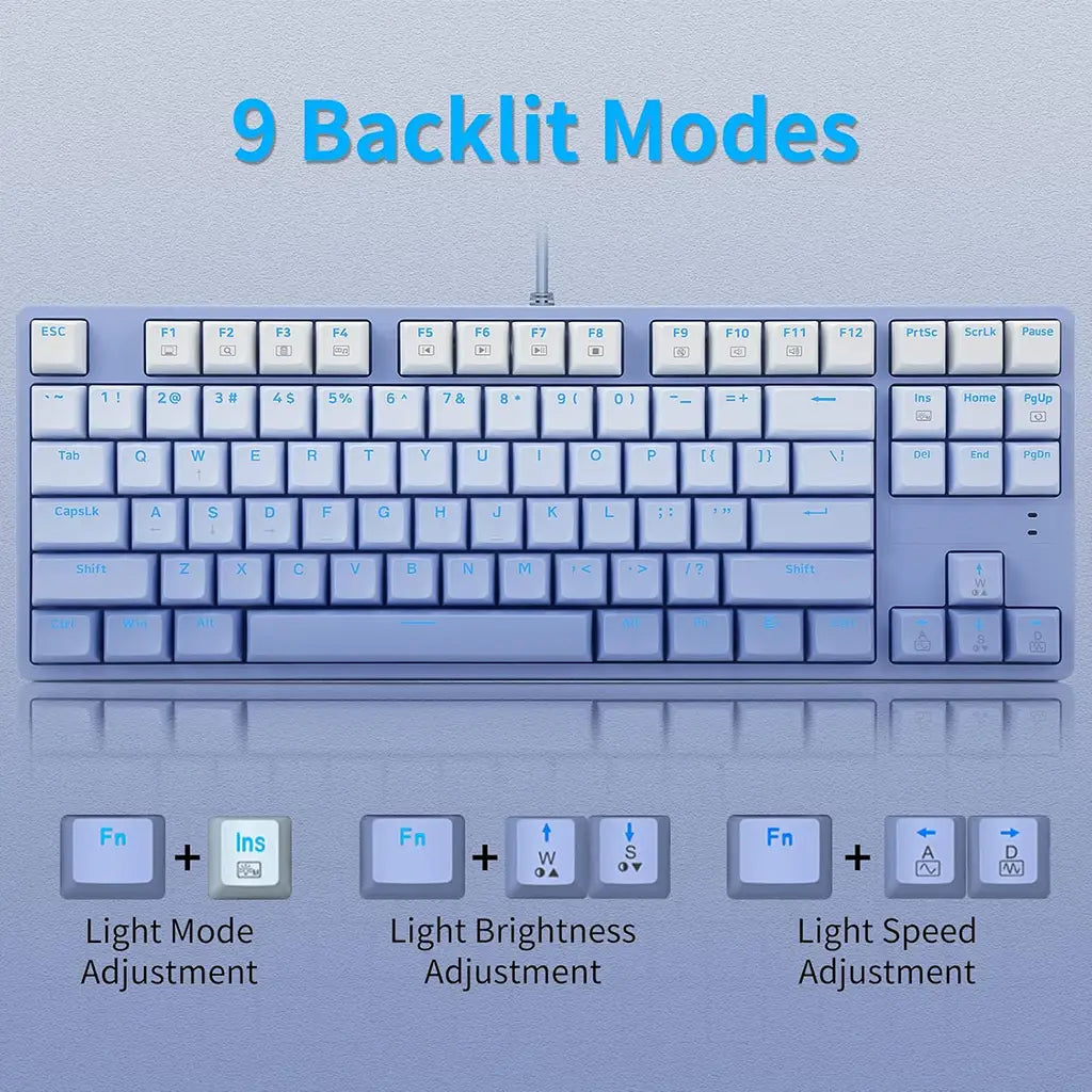 E-YOOSO Z-87 Gradient Blue Single Light Gaming Keyboard With Blue, Red & Brown Switches