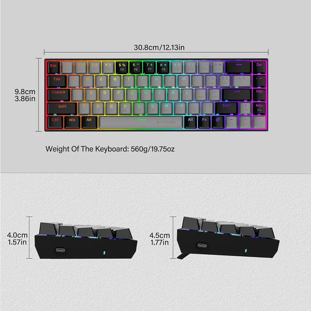 E-Yooso Z-686 Gray Black Mechanical Keyboard (Red Switch)