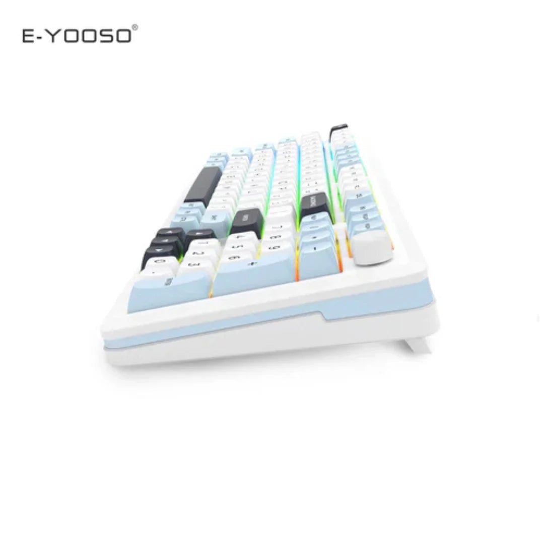 E-YOOSO Z-98 Tri-Mode RGB 98-Keys Mechanical Keyboard White/Blue (Silverwood Switch)