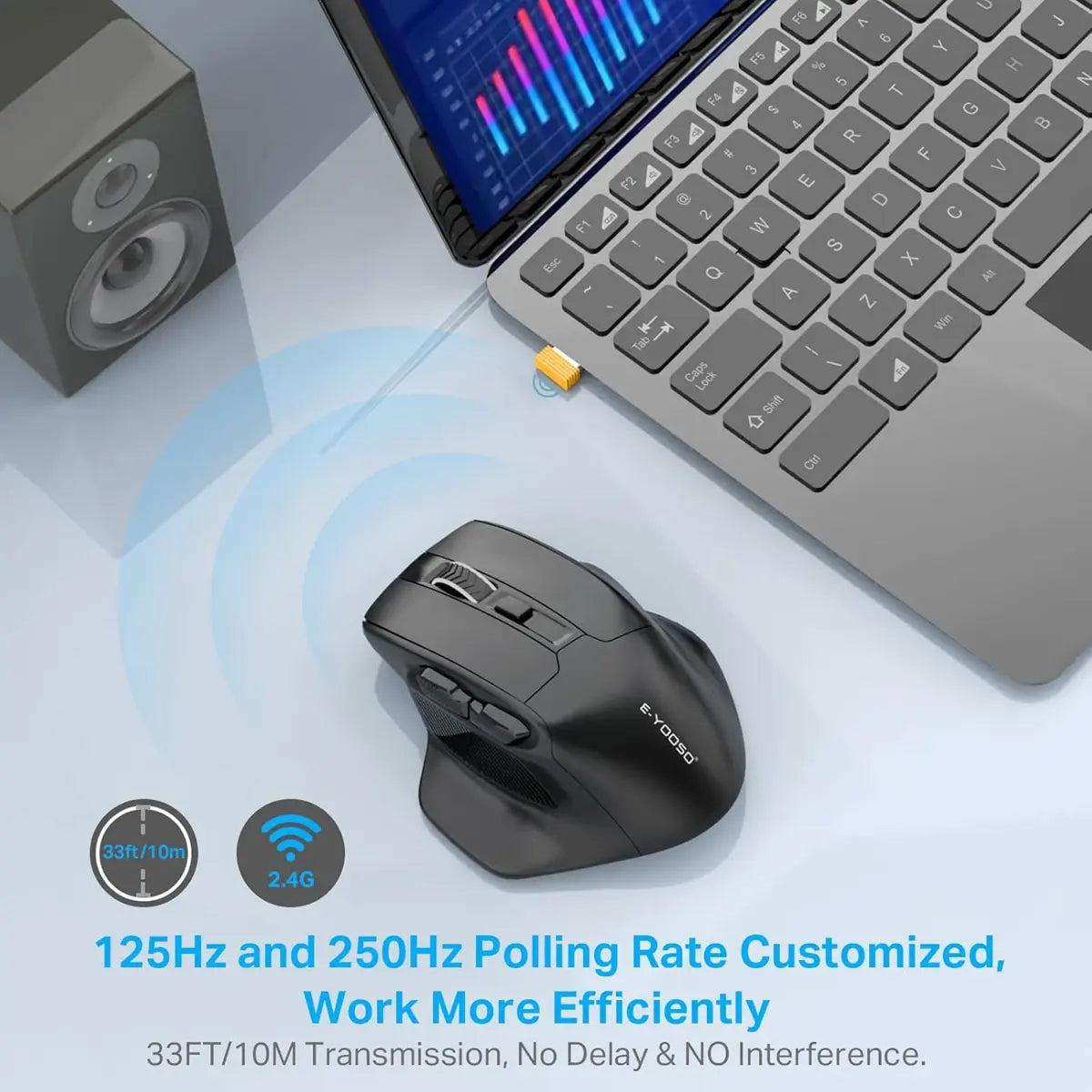 E-Yooso X31 Large Wireless Mouse for Big Hands,  Cordless Ergo Computer Mouse