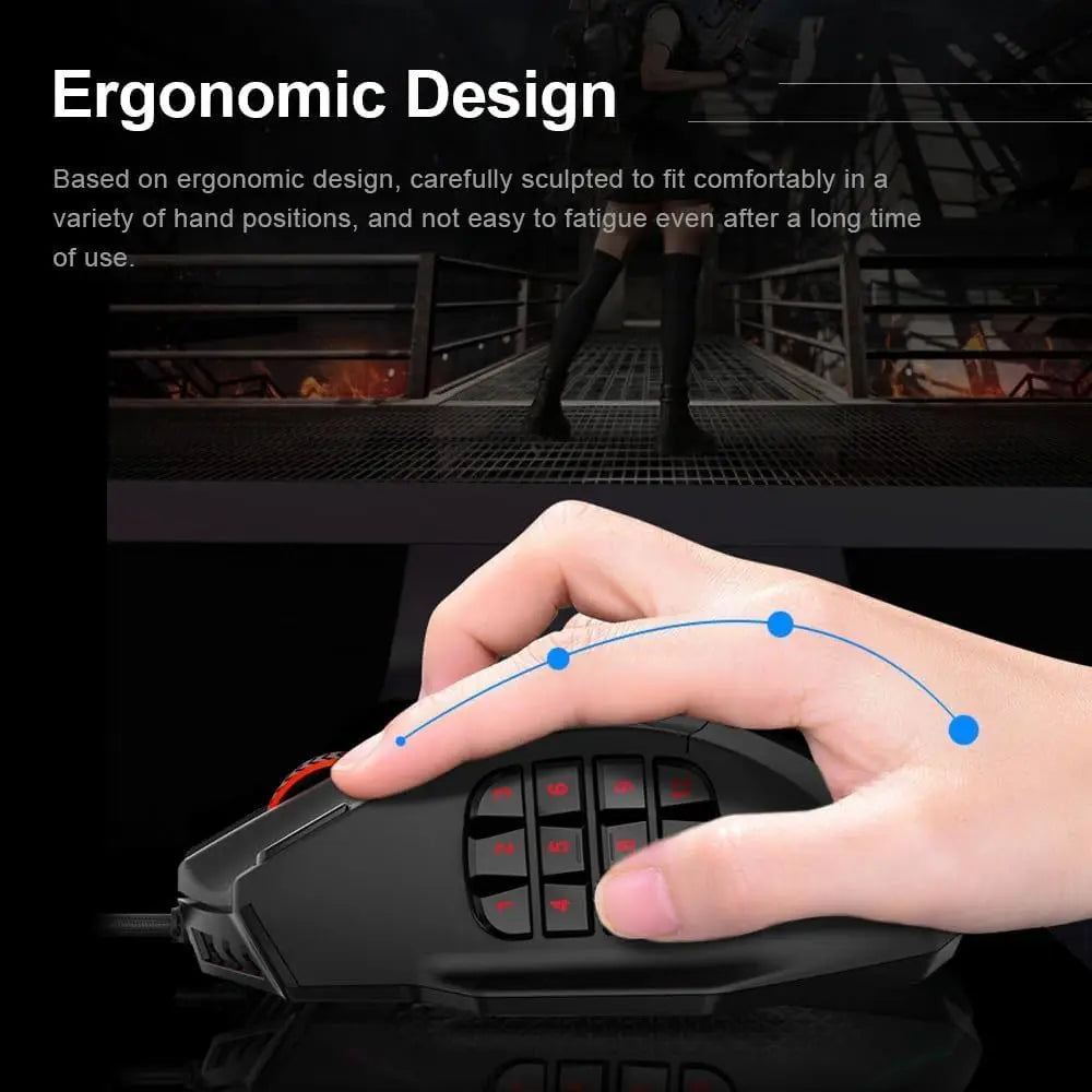 E-Yooso X39 Wired Gaming Mouse, PAW3327, RGB Backlit, 10 Macro Side Buttons