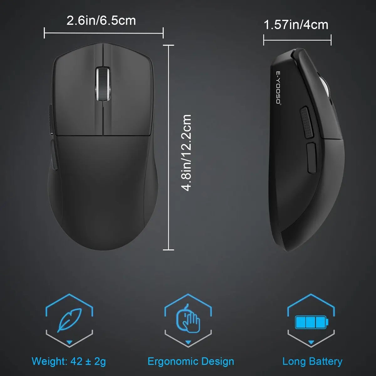 E-Yooso X44 1K Lightweight Gaming Mouse, Wireless Esports Mouse