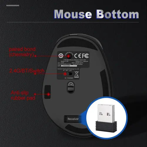 E-Yooso X45 Ergonomic Mouse, Wireless Vertical Mouse with 6 Buttons