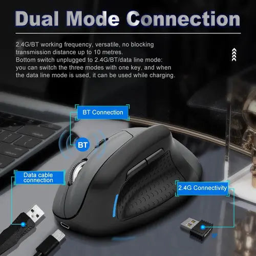 E-Yooso X45 Ergonomic Mouse, Wireless Vertical Mouse with 6 Buttons