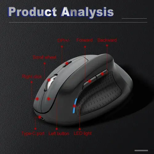 E-Yooso X45 Ergonomic Mouse, Wireless Vertical Mouse with 6 Buttons