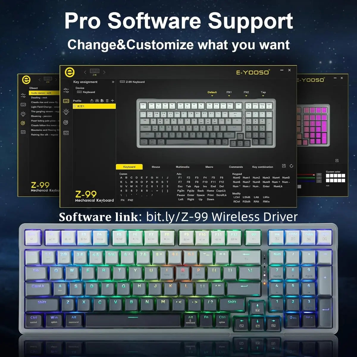 E-Yooso Z99 Wireless Tri-Mode Bluetooth Mechanical Keyboard