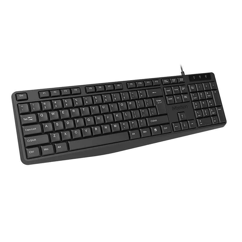 Meetion K200 wired USB keyboard with quiet ergonomic keys for office use.