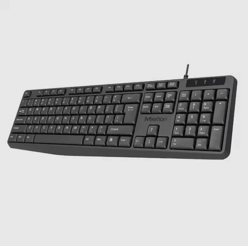 Meetion K200 wired USB keyboard with quiet ergonomic keys for office use.