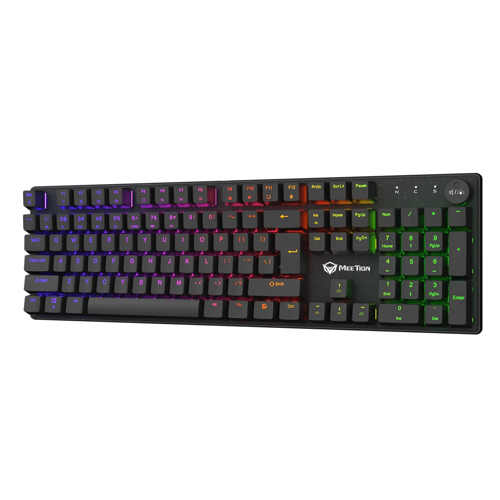 Gaming keyboard with RGB lighting on a white background Gaming King