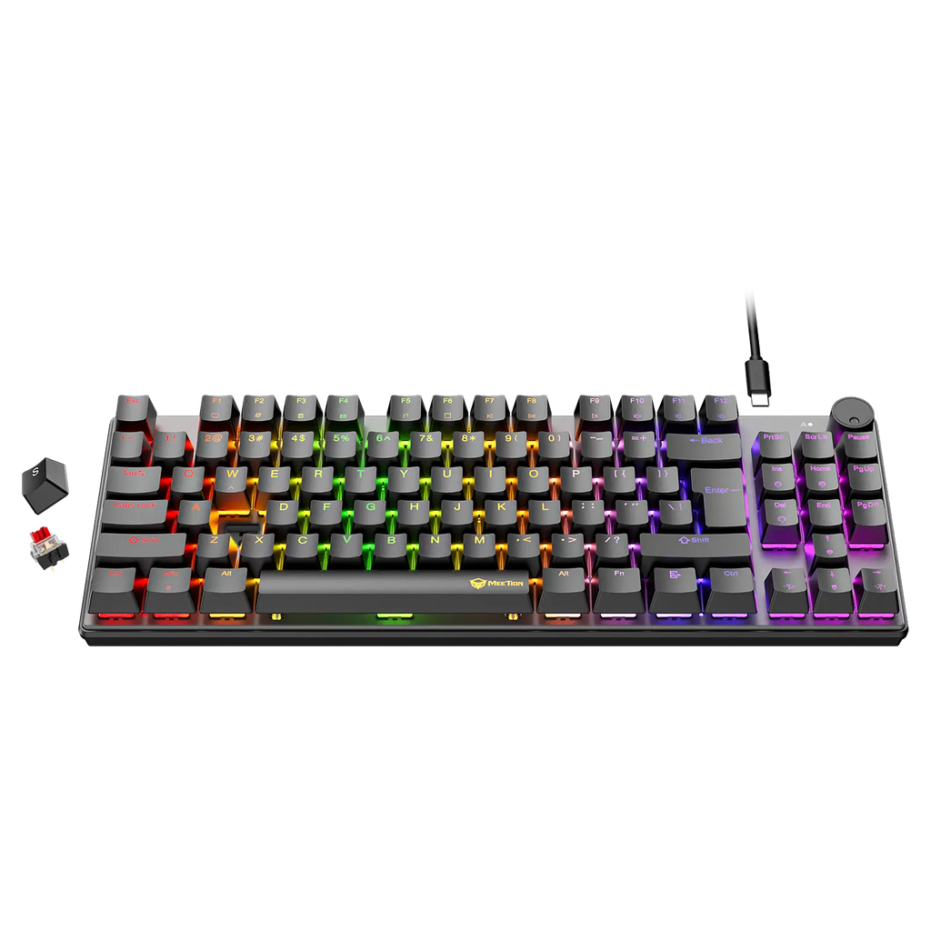 Mechanical keyboard with RGB lighting on a white background Gaming Kng