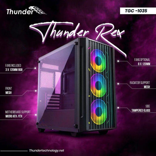 Thunder Rex mATX/ITX PC Case with 3x infinity ARGB Fans